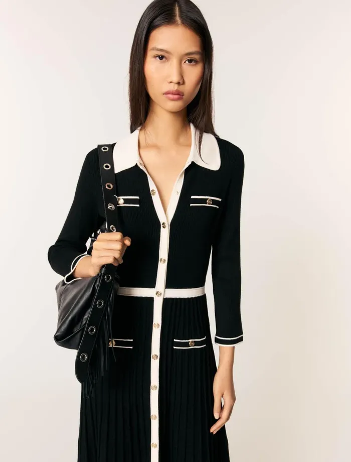 Dresses Women Maje Knit Maxi Dress Blackwhite