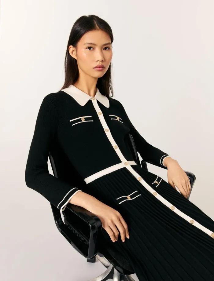 Dresses Women Maje Knit Maxi Dress Blackwhite