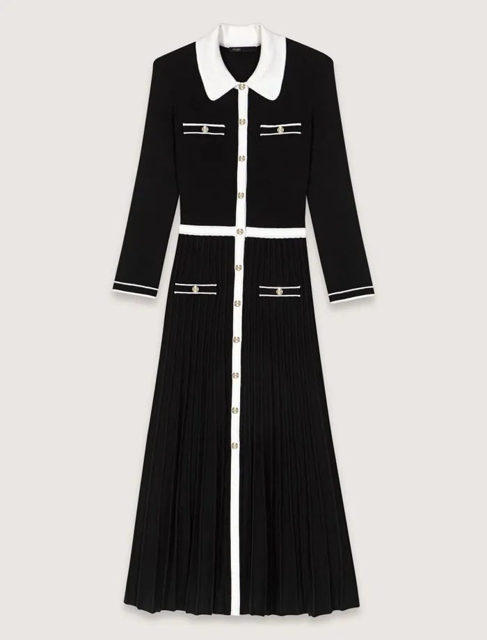 Dresses Women Maje Knit Maxi Dress Blackwhite