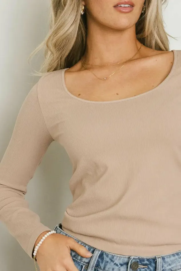 Dylan Ribbed Top In Mocha Mocha Women Bohme Tees and Tanks