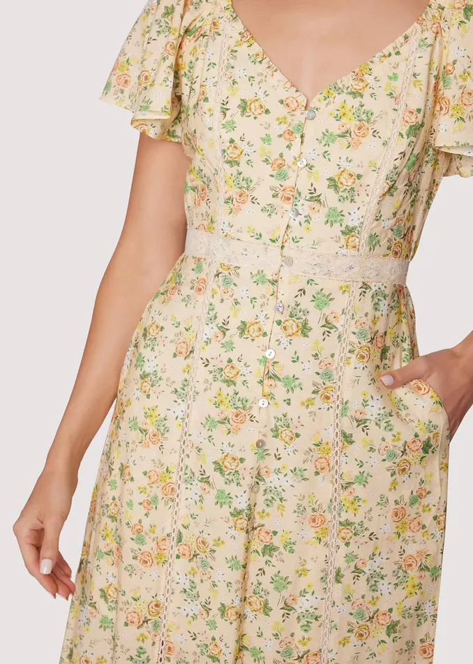 Earth Angel Maxi Dress Yellowfloral Women Lost Wander Dresses