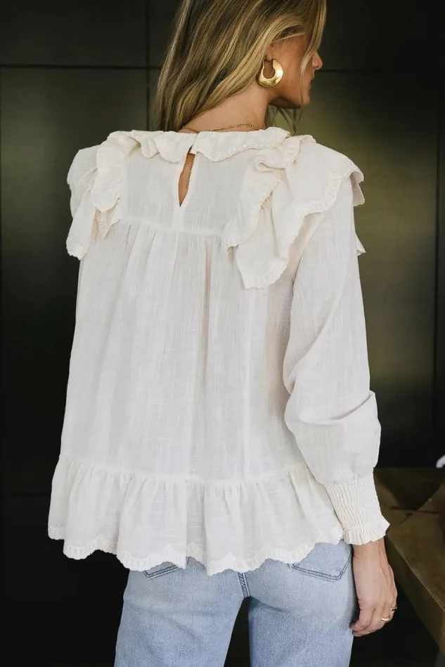 Edith Ruffle Blouse In Cream 8211 FINAL SALE Cream Women Bohme Tops
