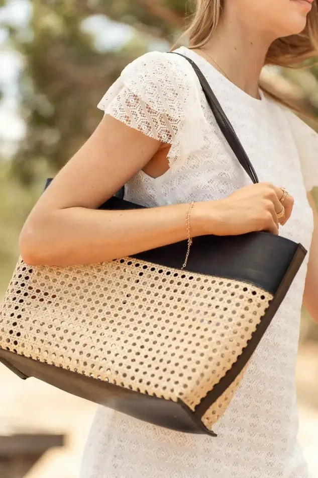 Ellie Wicker Tote In Black Black Women Bohme Bags