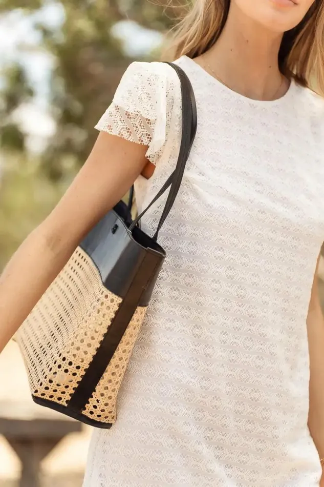 Ellie Wicker Tote In Black Black Women Bohme Bags