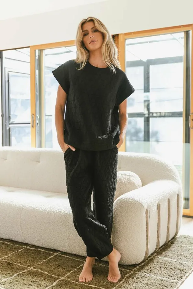 Elora Quilted Joggers In Black Black Women Bohme Pants