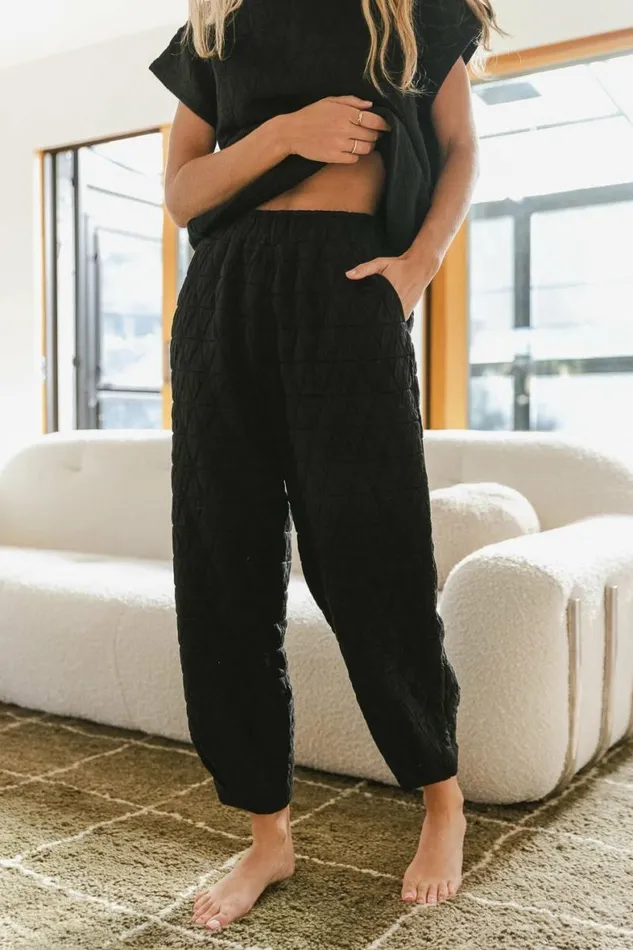 Elora Quilted Joggers In Black Black Women Bohme Pants