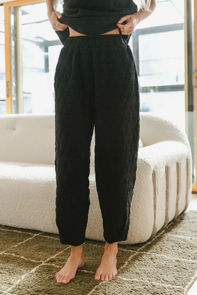 Elora Quilted Joggers In Black Black Women Bohme Pants