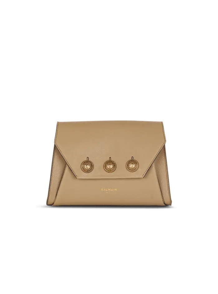 Emblegraveme Flap Grained Calfskin Bag Brown Women Balmain Clutches