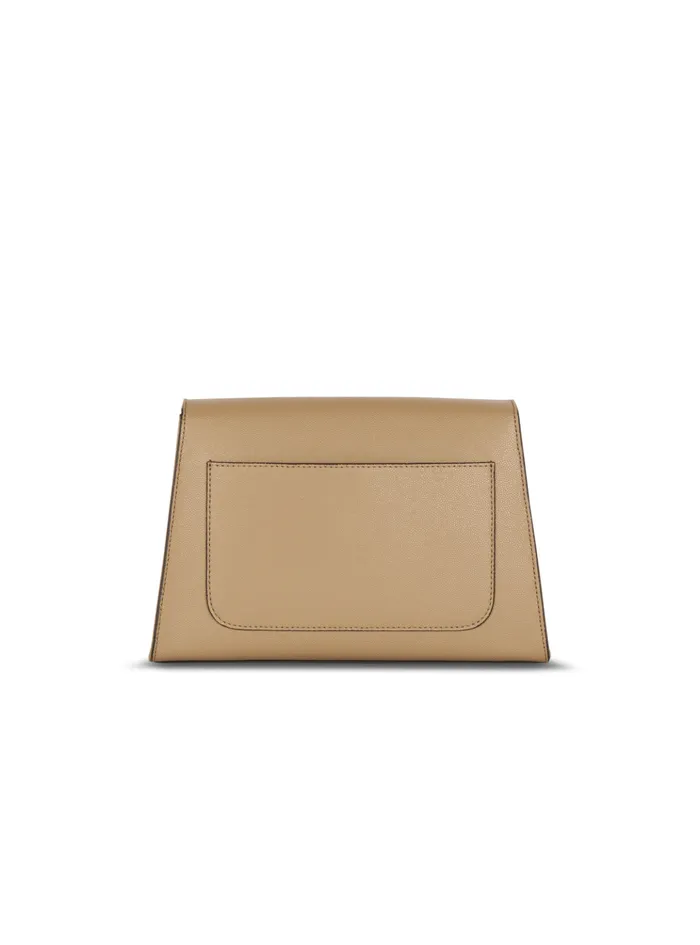 Emblegraveme Flap Grained Calfskin Bag Brown Women Balmain Clutches