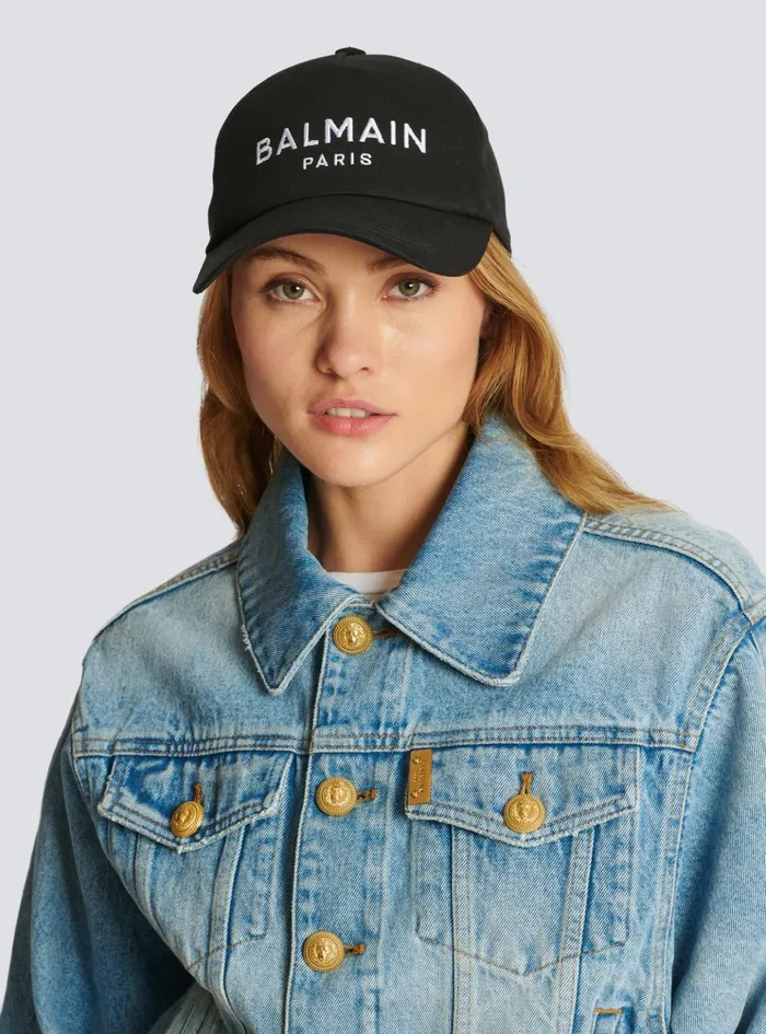 Embroidered Paris Cap Black Women Balmain Hats And Caps