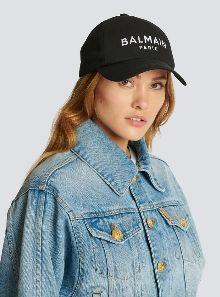 Embroidered Paris Cap Black Women Balmain Hats And Caps