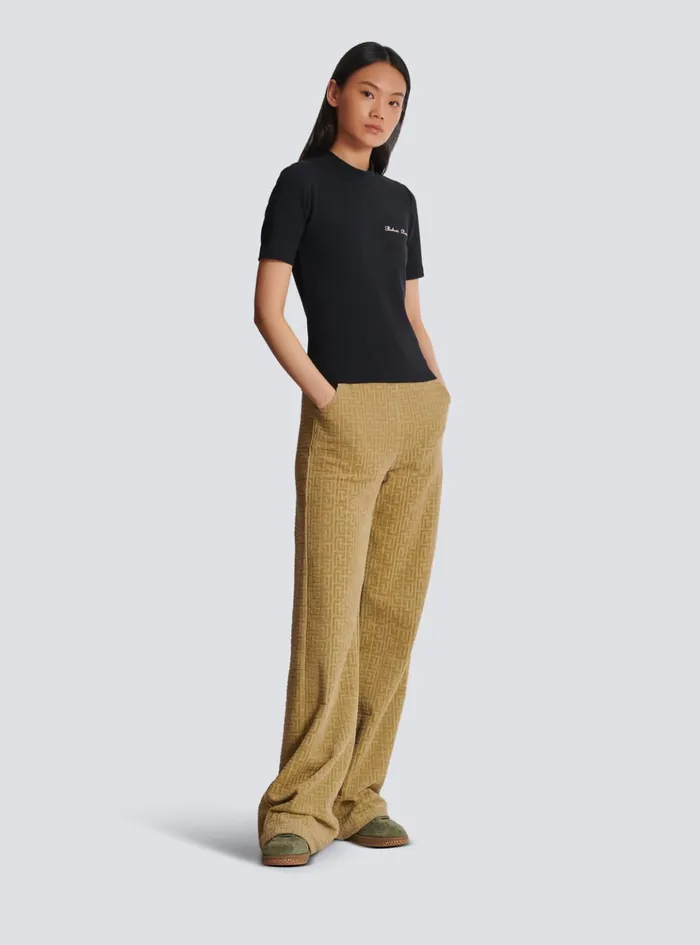 Embroidered Signature Tshirt Black Women Balmain TShirts