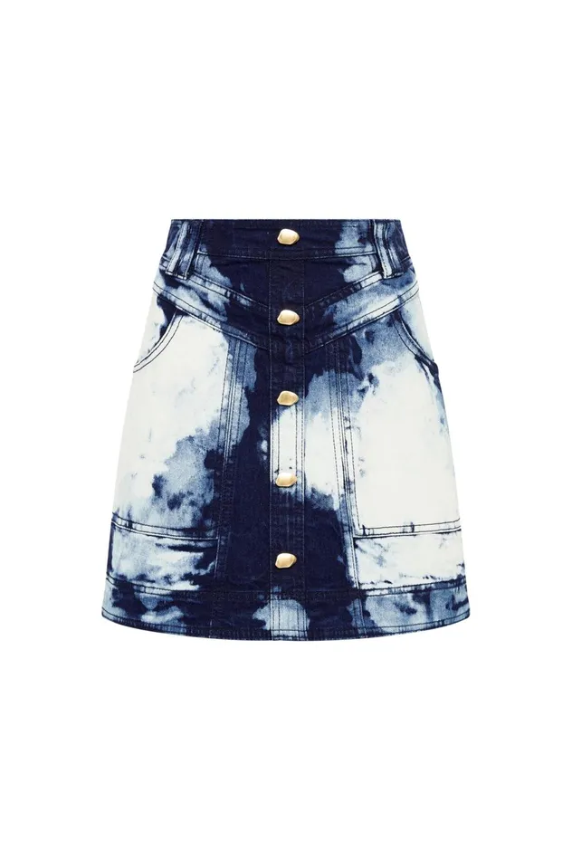 Enigma Denim Mini Skirt Tie Dye Indigo Women Aje Skirts