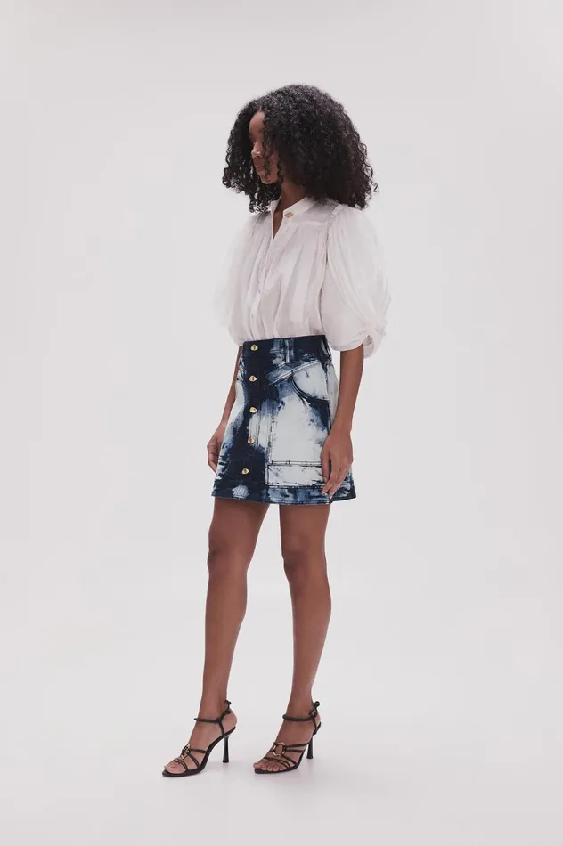 Enigma Denim Mini Skirt Tie Dye Indigo Women Aje Skirts