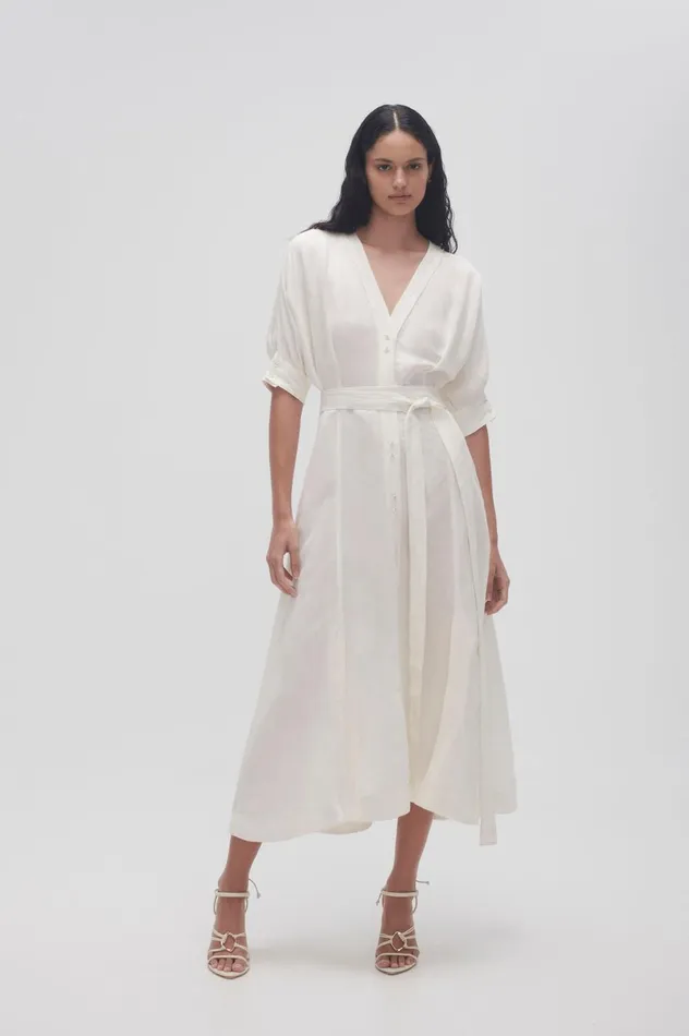 Ennoble Dress Ivory Women Aje Midi Dresses