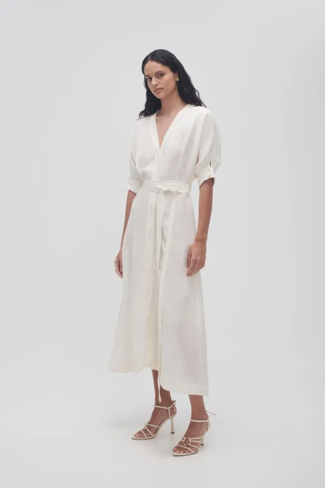 Ennoble Dress Ivory Women Aje Midi Dresses