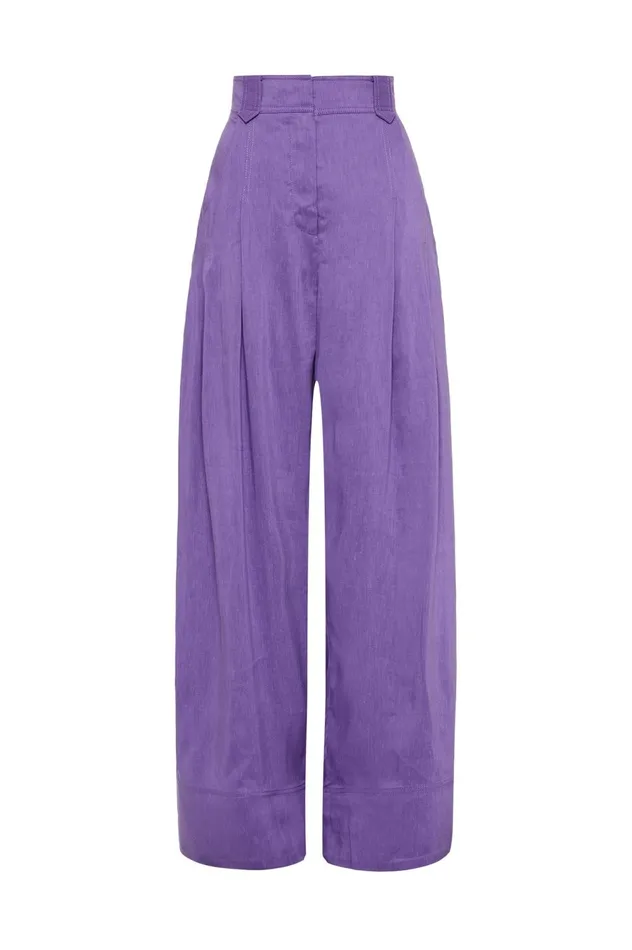 Equinox Pleated Wide Leg Pant Deep Violet Women Aje Pants