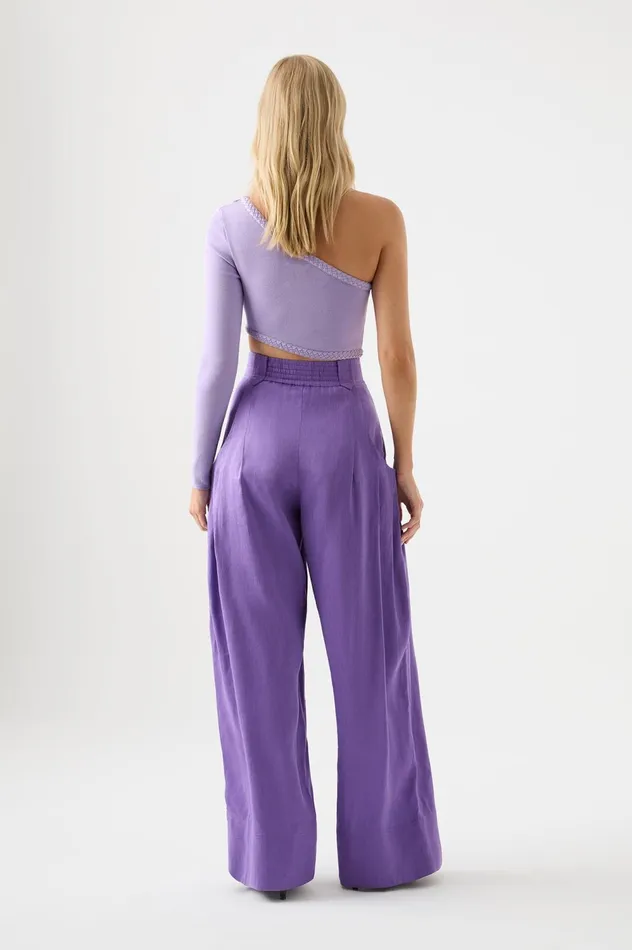 Equinox Pleated Wide Leg Pant Deep Violet Women Aje Pants