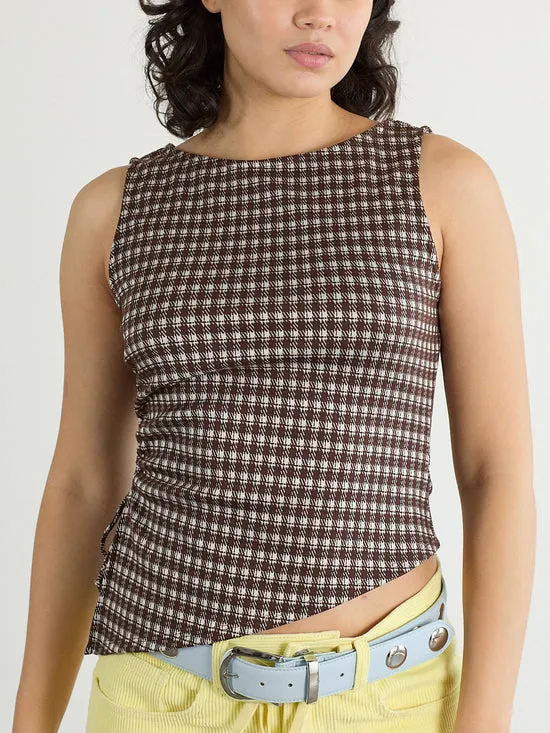Erin Tank Cocoa Plaid Women Tops Lisa Says Gah