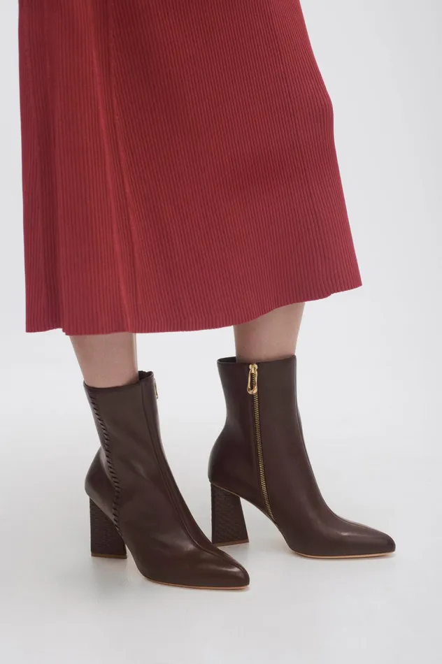 Ether Whipstitch Short Boot Mahogany Red Women Aje Shoes