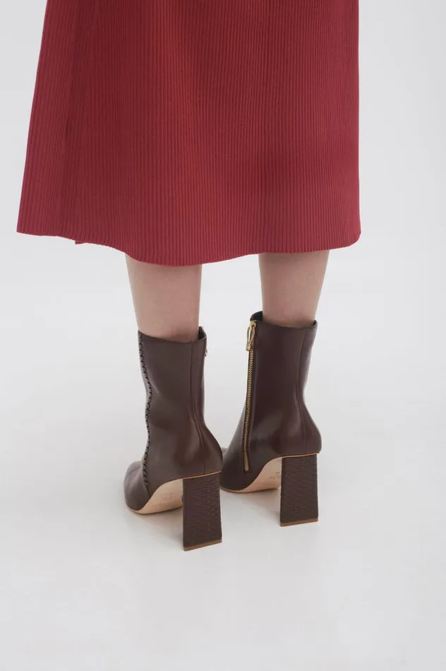 Ether Whipstitch Short Boot Mahogany Red Women Aje Shoes