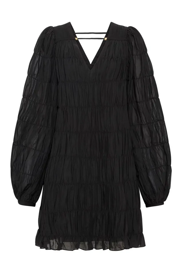 Evelina Ruched Mini Dress Black Women Aje Black Dresses