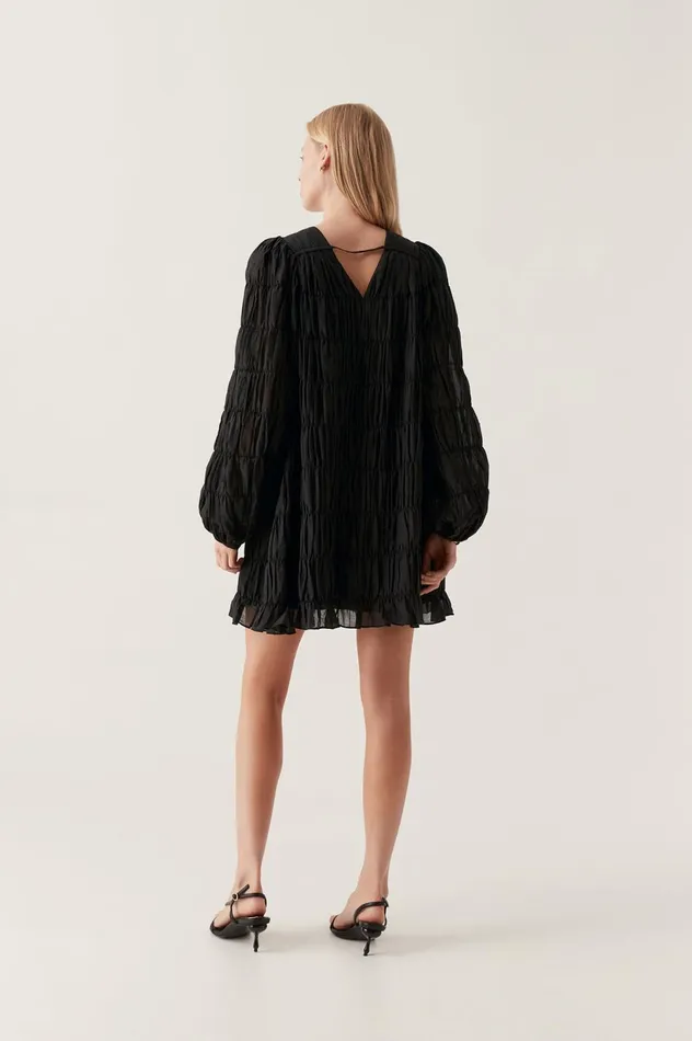 Evelina Ruched Mini Dress Black Women Aje Black Dresses