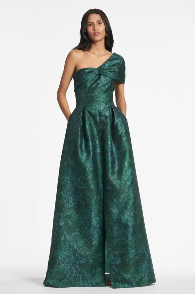 Evening Women Sachin and Babi Deliah Gown 8211 Malachite Bouquet Multi