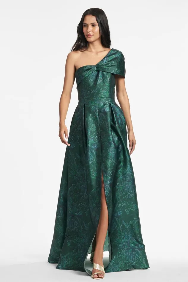 Evening Women Sachin and Babi Deliah Gown 8211 Malachite Bouquet Multi