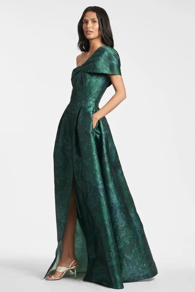 Evening Women Sachin and Babi Deliah Gown 8211 Malachite Bouquet Multi