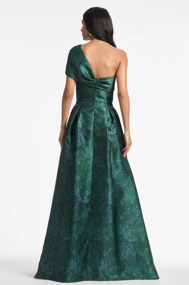 Evening Women Sachin and Babi Deliah Gown 8211 Malachite Bouquet Multi