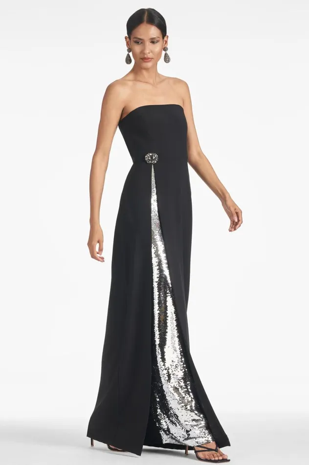Evening Women Sachin and Babi Ivy Gown 8211 BlackSilver