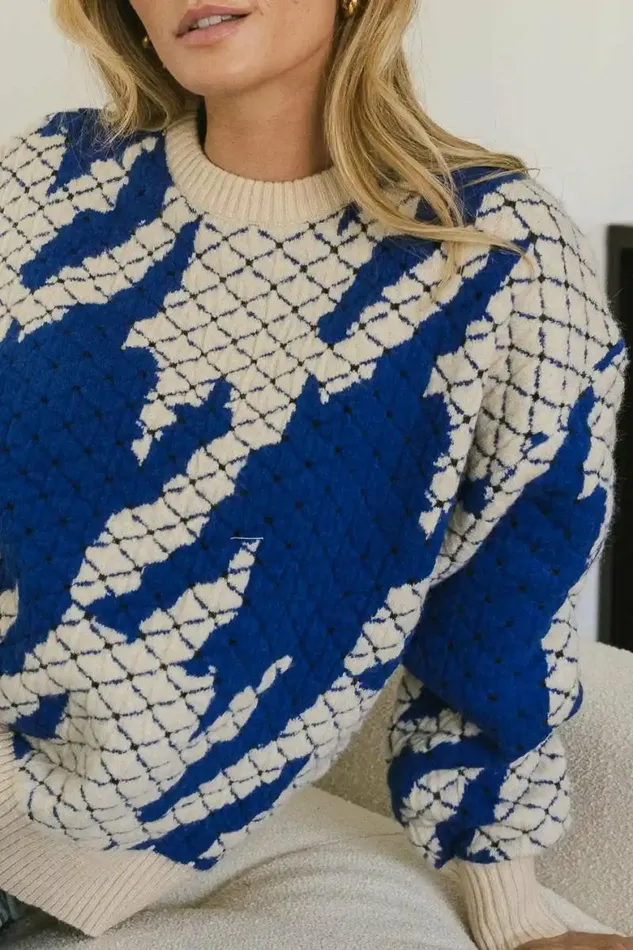 Felicity Abstract Sweater In Blue Blue Women Bohme Tops