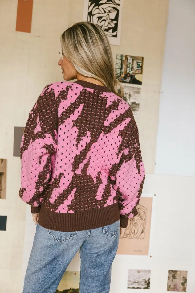 Felicity Abstract Sweater In Pink Pink Women Bohme Tops