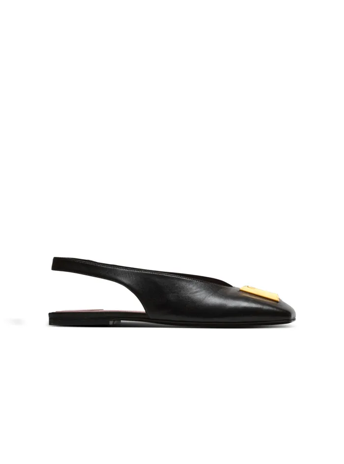 Flat Eden Slingbacks In Lambskin Leather Black Women Balmain Flat Shoes