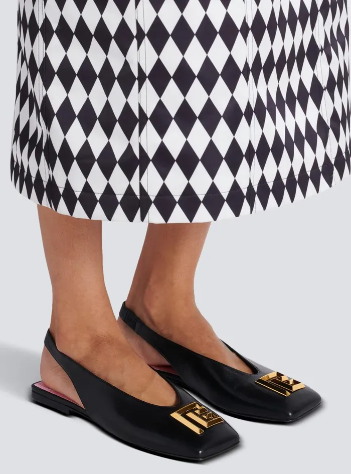 Flat Eden Slingbacks In Lambskin Leather Black Women Balmain Flat Shoes