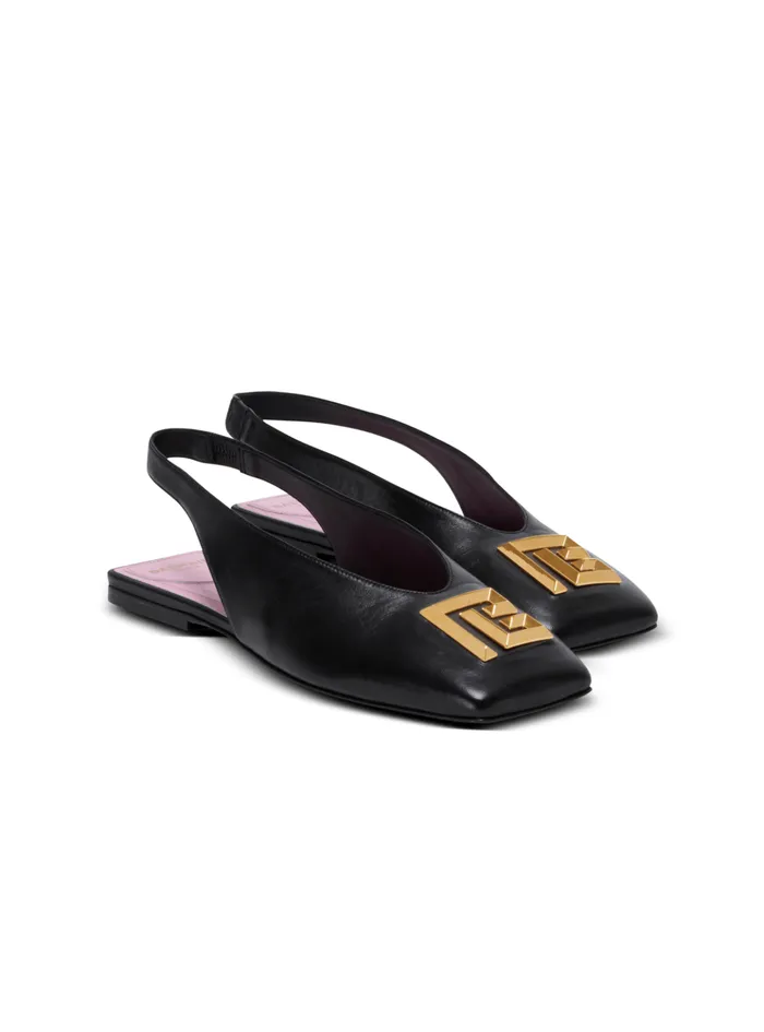 Flat Eden Slingbacks In Lambskin Leather Black Women Balmain Flat Shoes