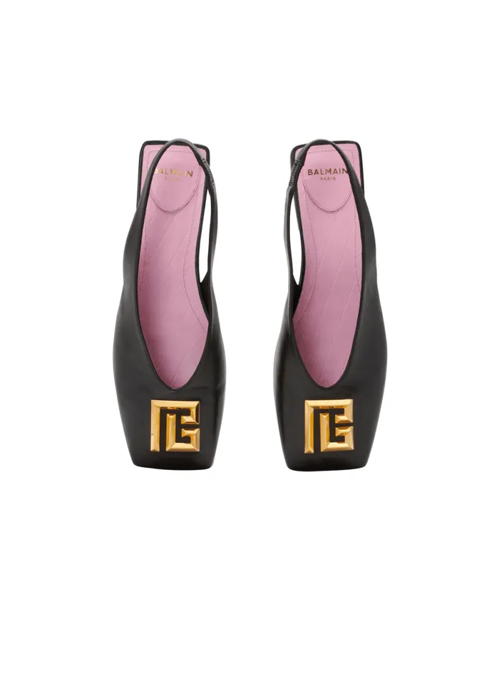 Flat Eden Slingbacks In Lambskin Leather Black Women Balmain Flat Shoes