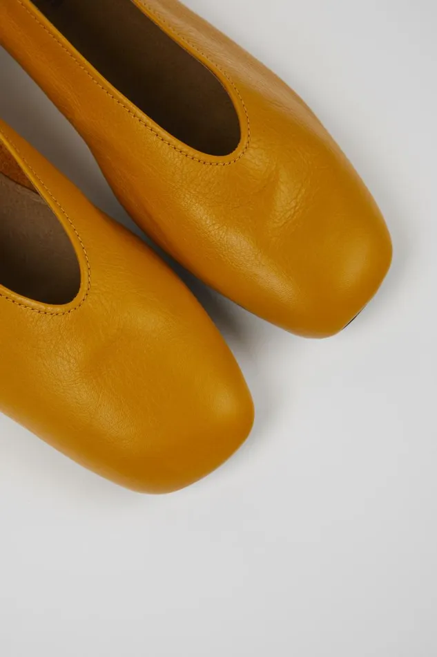 Flat Shoes Women Camper Casi Myra Orange Leather Ballerina