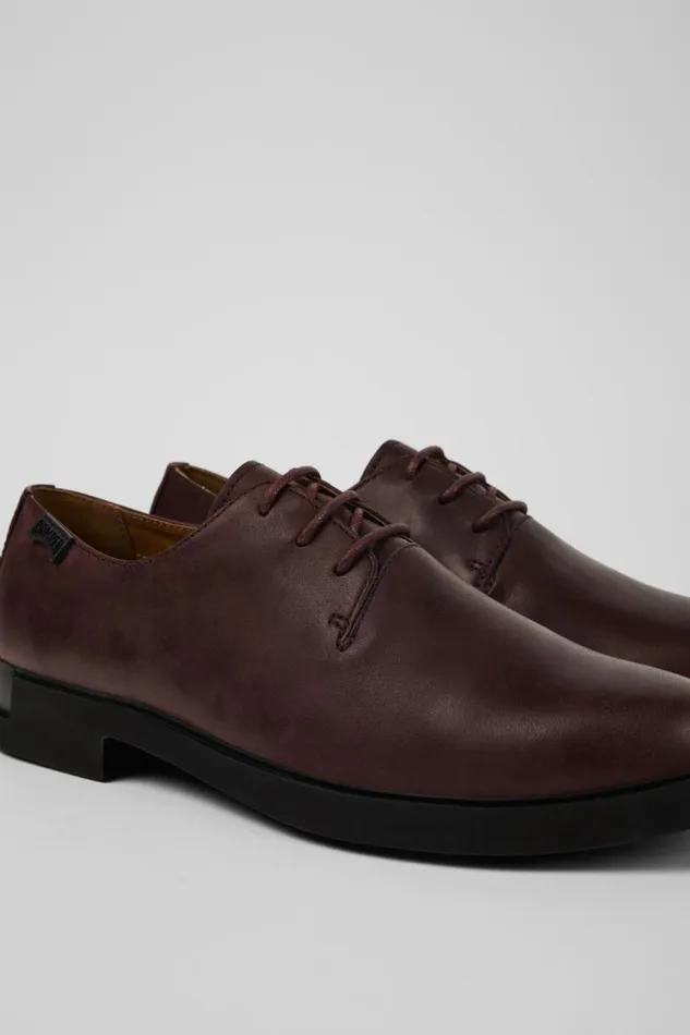 Flat Shoes Women Camper Iman Womens Burgundy Laceup Shoe