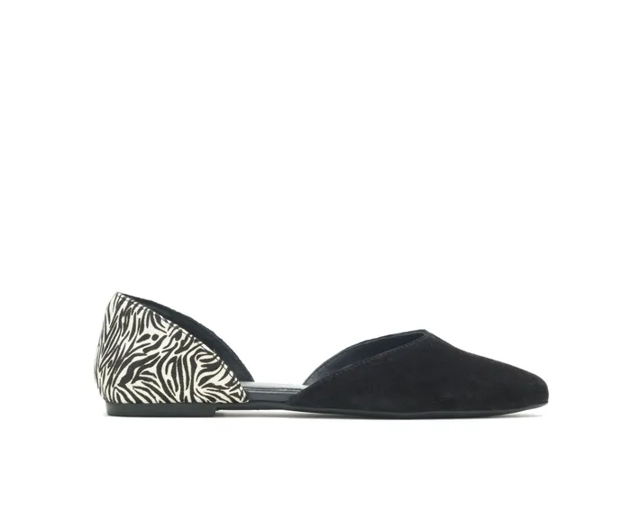 Flats and SlipOns Sadie D8217Orsay Black Suedezebra 8211 Hush Puppies Women