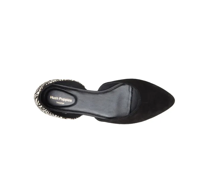 Flats and SlipOns Sadie D8217Orsay Black Suedezebra 8211 Hush Puppies Women