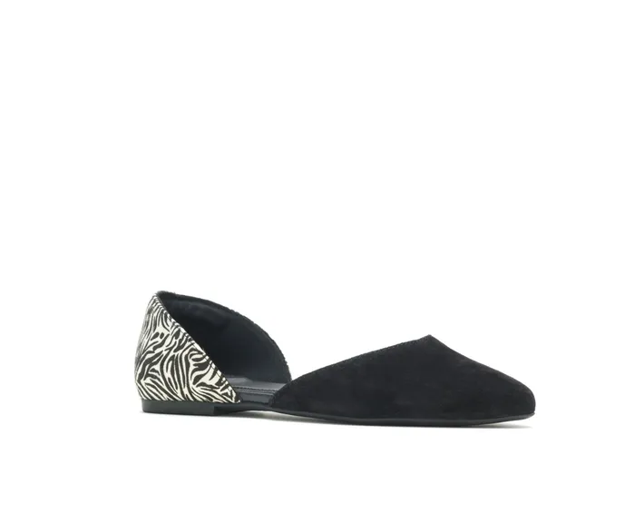 Flats and SlipOns Sadie D8217Orsay Black Suedezebra 8211 Hush Puppies Women
