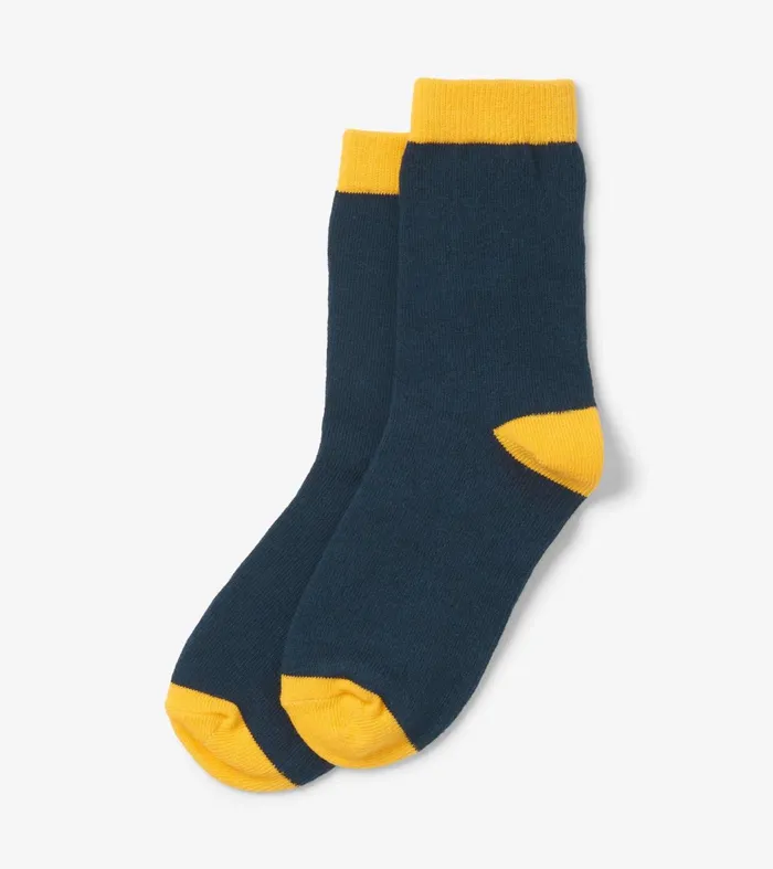 Footwear GirlsBoys Hatley Navy and Yellow Crew Socks