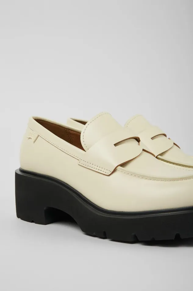 Formal Shoes Women Camper Milah White Leather Loafers