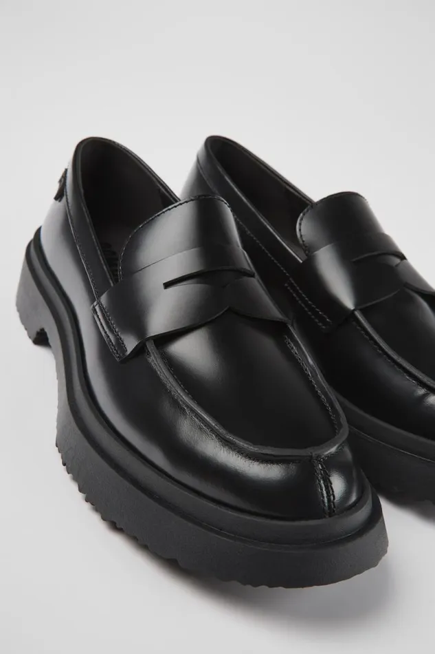 Formal Shoes Women Camper Walden Black Leather Moccasin Ballerinas