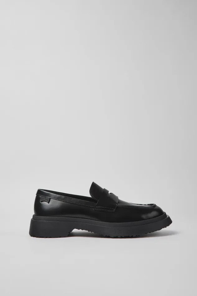 Formal Shoes Women Camper Walden Black Leather Moccasin Ballerinas