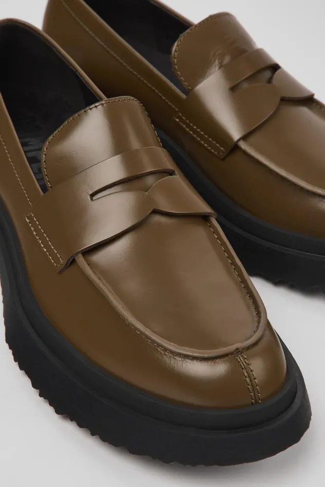Formal Shoes Women Camper Walden Brown Leather Loafers