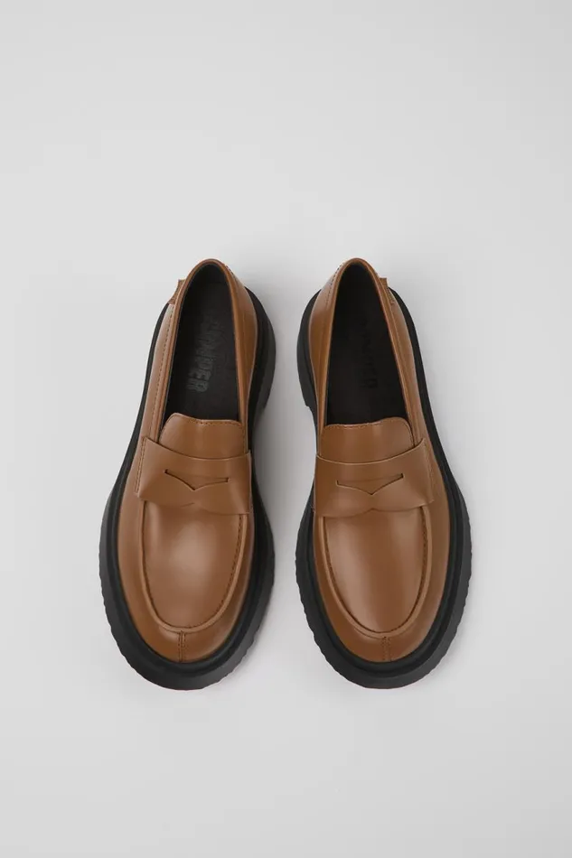 Formal Shoes Women Camper Walden Brown Leather Loafers