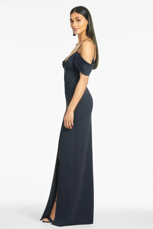 Formal Women Sachin and Babi Brittany 4Way Stretch Crepe Gown 8211 Navy
